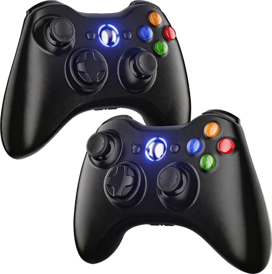 Gamrombo 2 Pack Replacement for Xbox 360 Controller, Wireless Controllers Gamepad Upgraded Joystick Compatible with 360 & Slim, Windows 11/10/8/7 PC Controller