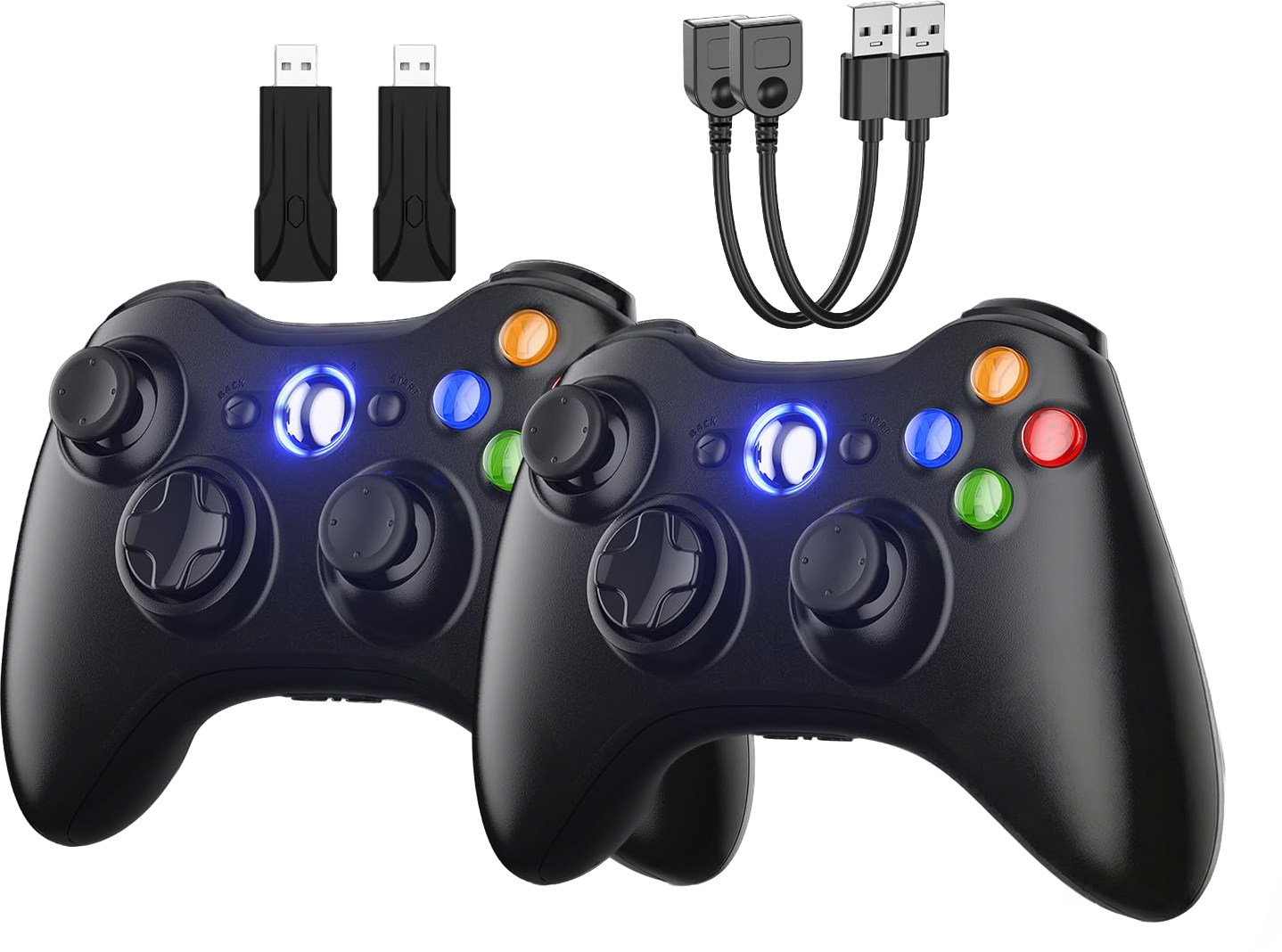 Gamrombo 2 Pack Replacement for Xbox 360 Controller, Wireless Controllers Gamepad Upgraded Joystick Compatible with 360 & Slim, Windows 11/10/8/7 PC Controller（White+Black）