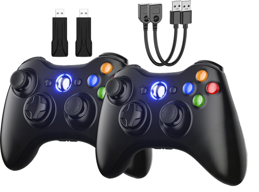 Gamrombo 2 Pack Replacement for Xbox 360 Controller, Wireless Controllers Gamepad Upgraded Joystick Compatible with 360 & Slim, Windows 11/10/8/7 PC Controller（White+Black）