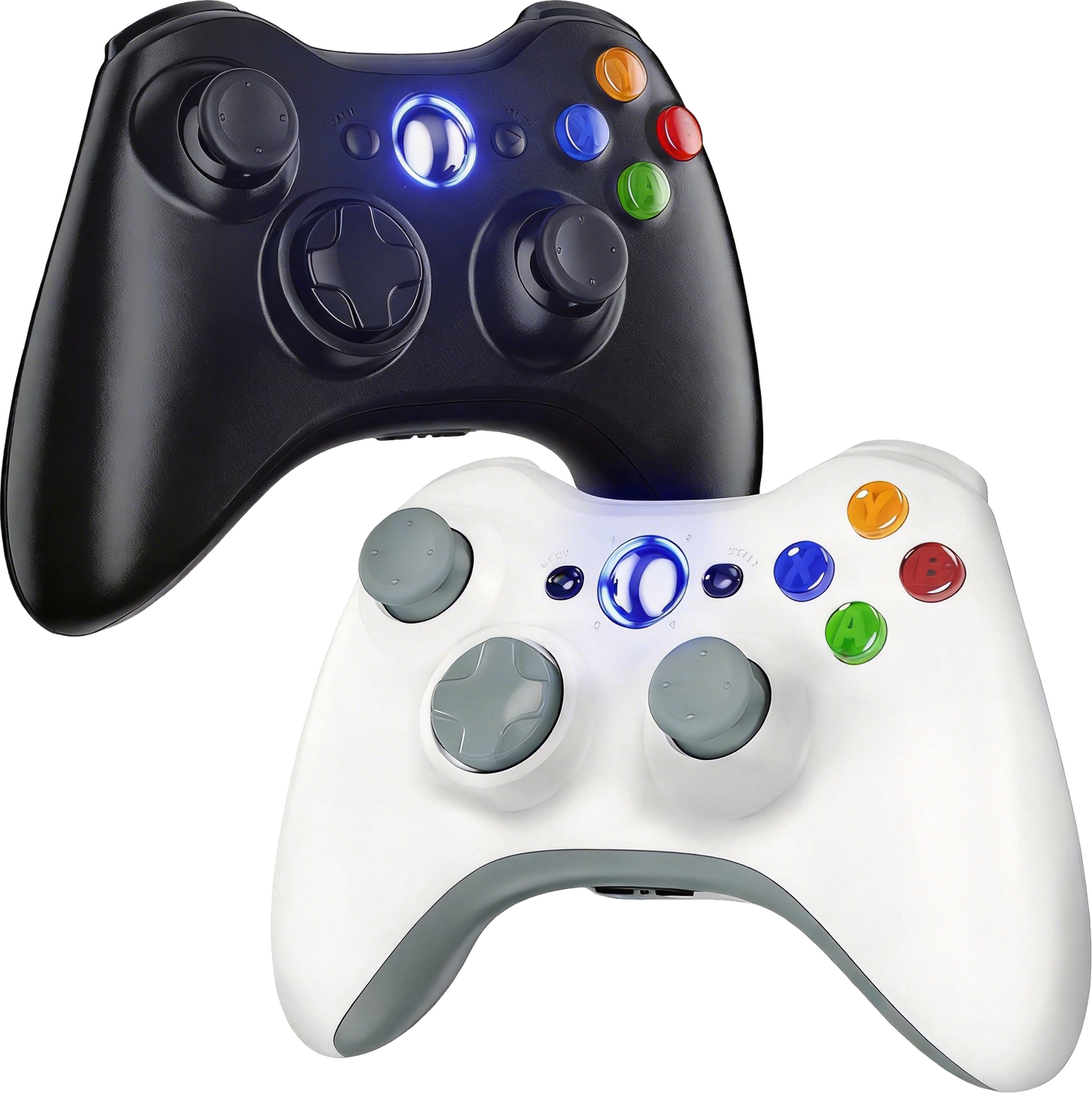 Gamrombo 2 Pack Replacement for Xbox 360 Controller, Wireless Controllers Gamepad Upgraded Joystick Compatible with 360 & Slim, Windows 11/10/8/7 PC Controller（White+Black）