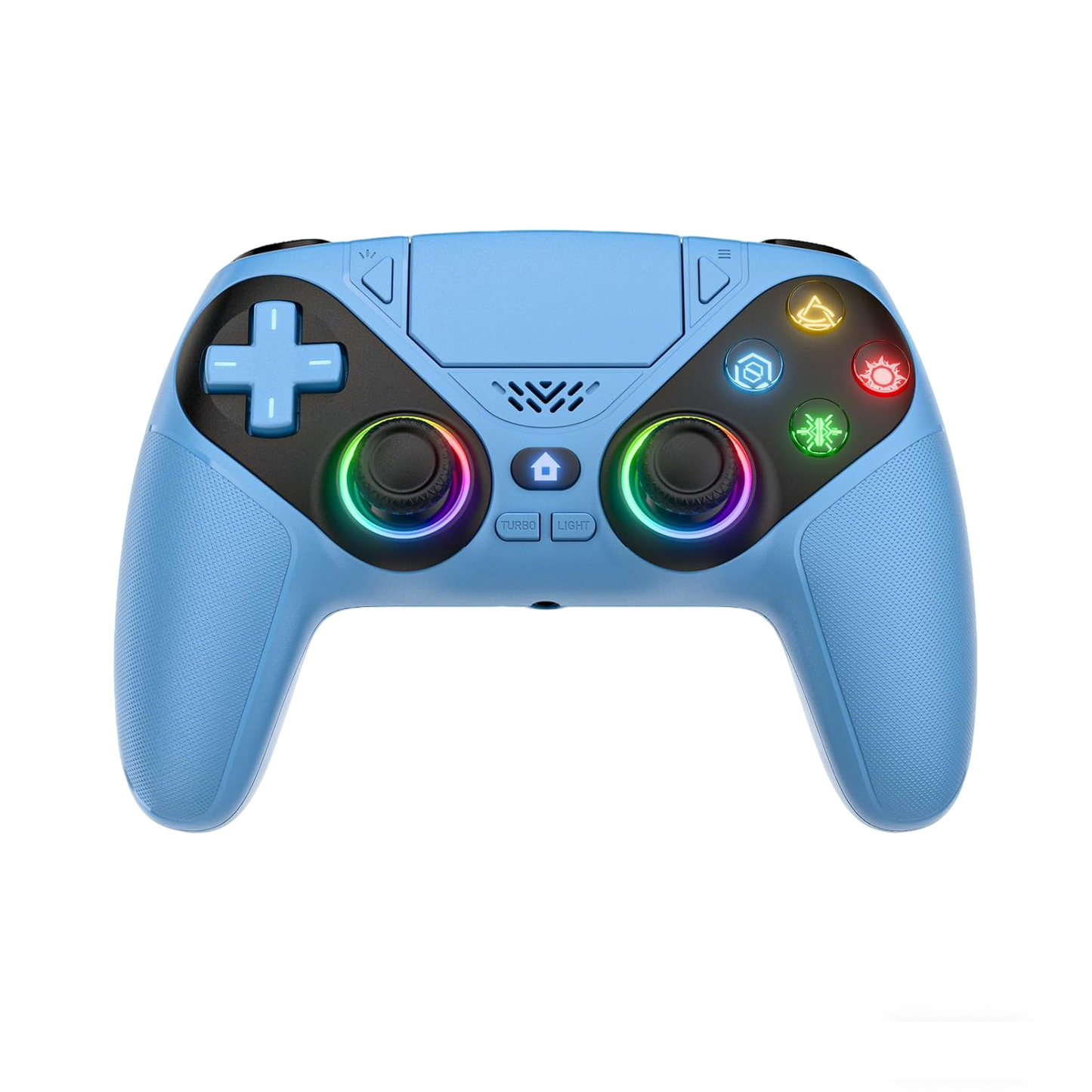 Gamrombo LED Wireless Controller for PS5, Compatible with PS5 Pro/Slim/PC, Dual Vibration, Macro/Turbo Function, 3.5mm Audio Jack, 6-Axis Motion Contro Gamepad with Speaker(White)