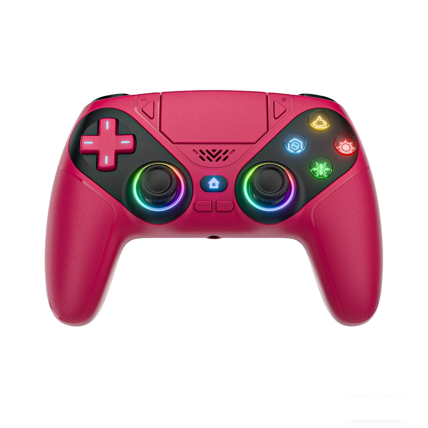 Gamrombo LED Wireless Controller for PS5, Compatible with PS5 Pro/Slim/PC, Dual Vibration, Macro/Turbo Function, 3.5mm Audio Jack, 6-Axis Motion Contro Gamepad with Speaker(White)