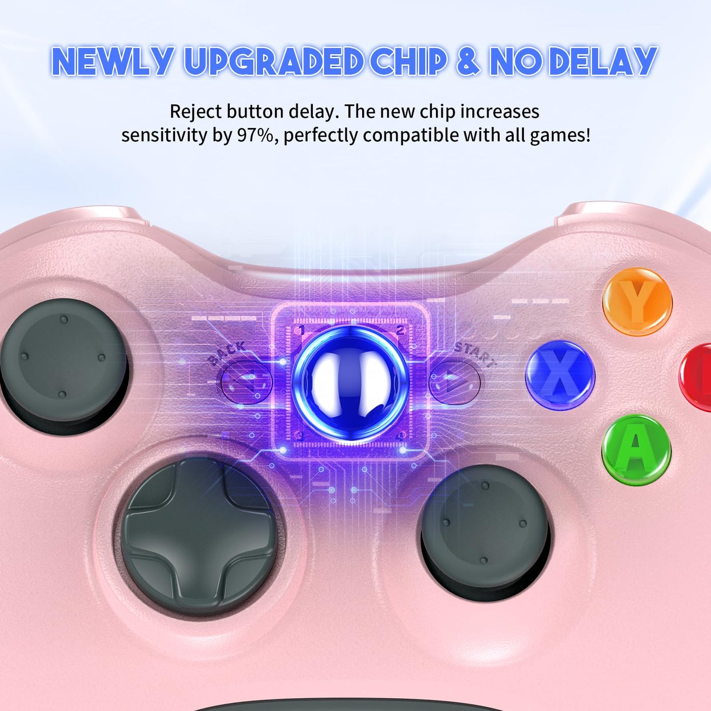 Gamrombo 2 Pack Replacement for Xbox 360 Controller, Wireless Controllers Gamepad Upgraded Joystick Compatible with 360 & Slim, Windows 11/10/8/7 PC Controller（White+Black）