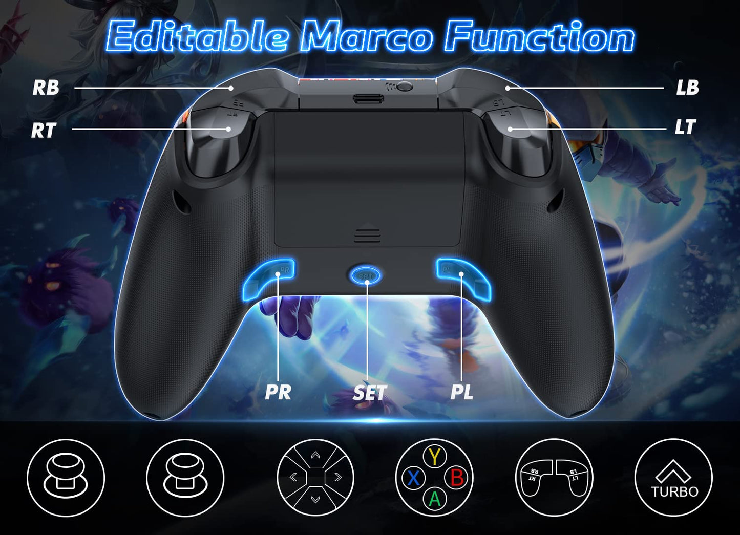 Gamrombo Wireless Controller Replacement for X-Box One, Special Edition Custom Gamepad Compatible with X-Box Series X|S with Macro, Dual Vibration, Audio Jack (Colorful)