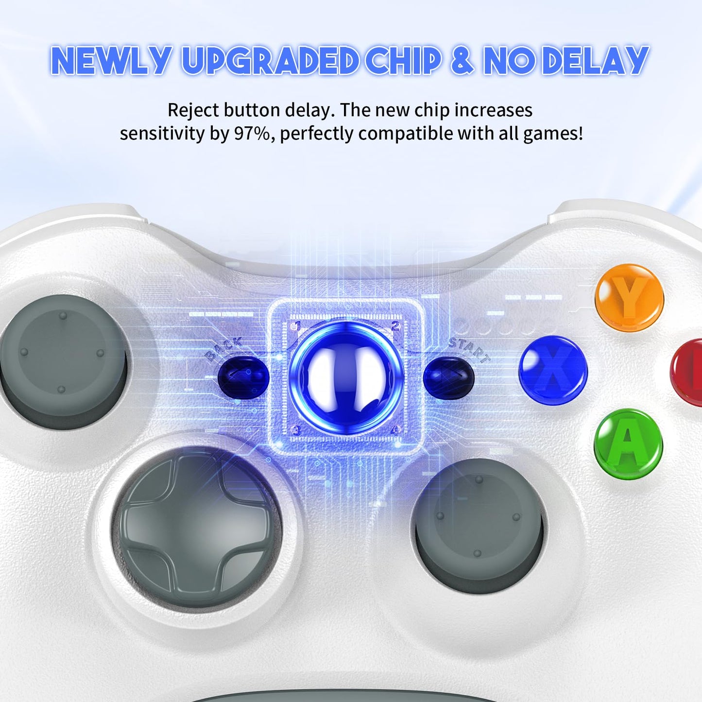 Gamrombo 2 Pack Replacement for Xbox 360 Controller, Wireless Controllers Gamepad Upgraded Joystick Compatible with 360 & Slim, Windows 11/10/8/7 PC Controller（White+Black）