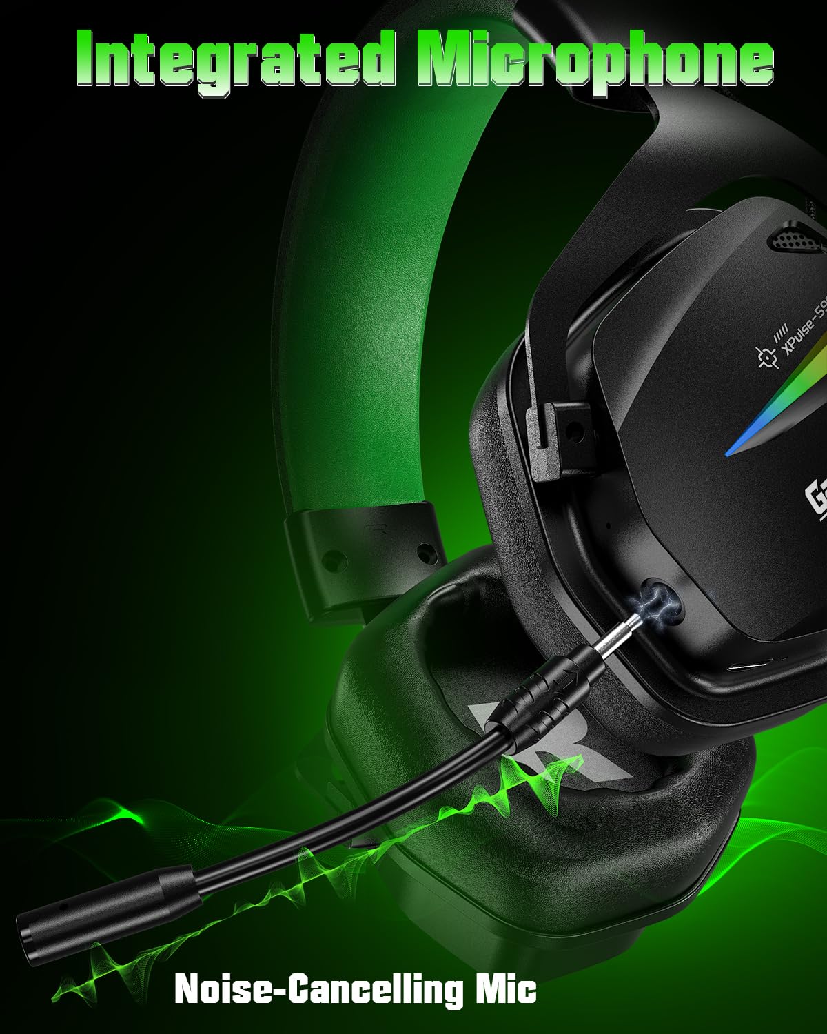 Gamrombo Wireless Gaming Headset for Xbox with Game/Chat Audio Balance, Gaming Headset with Mic Mute, 3D Surround Sound, Bluetooth Headset Works with PS5, PS4, Mac, PC, Detachable Microphone