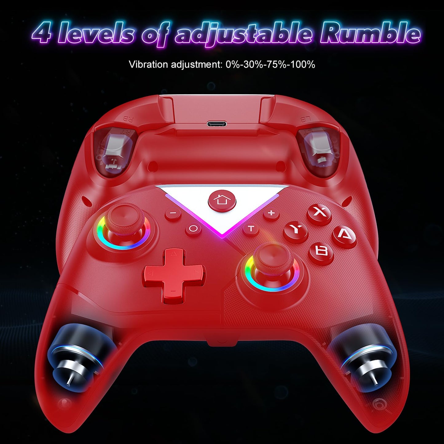 Gamrombo RGB Wireless Controller for Nintendo Switch 2/1 Lite/OLED, PC, with Bluetooth, Turbo, Macro, Hall Trigger, 6 Gyro Axis, Dual Vibration, Screenshot - 2 Pack