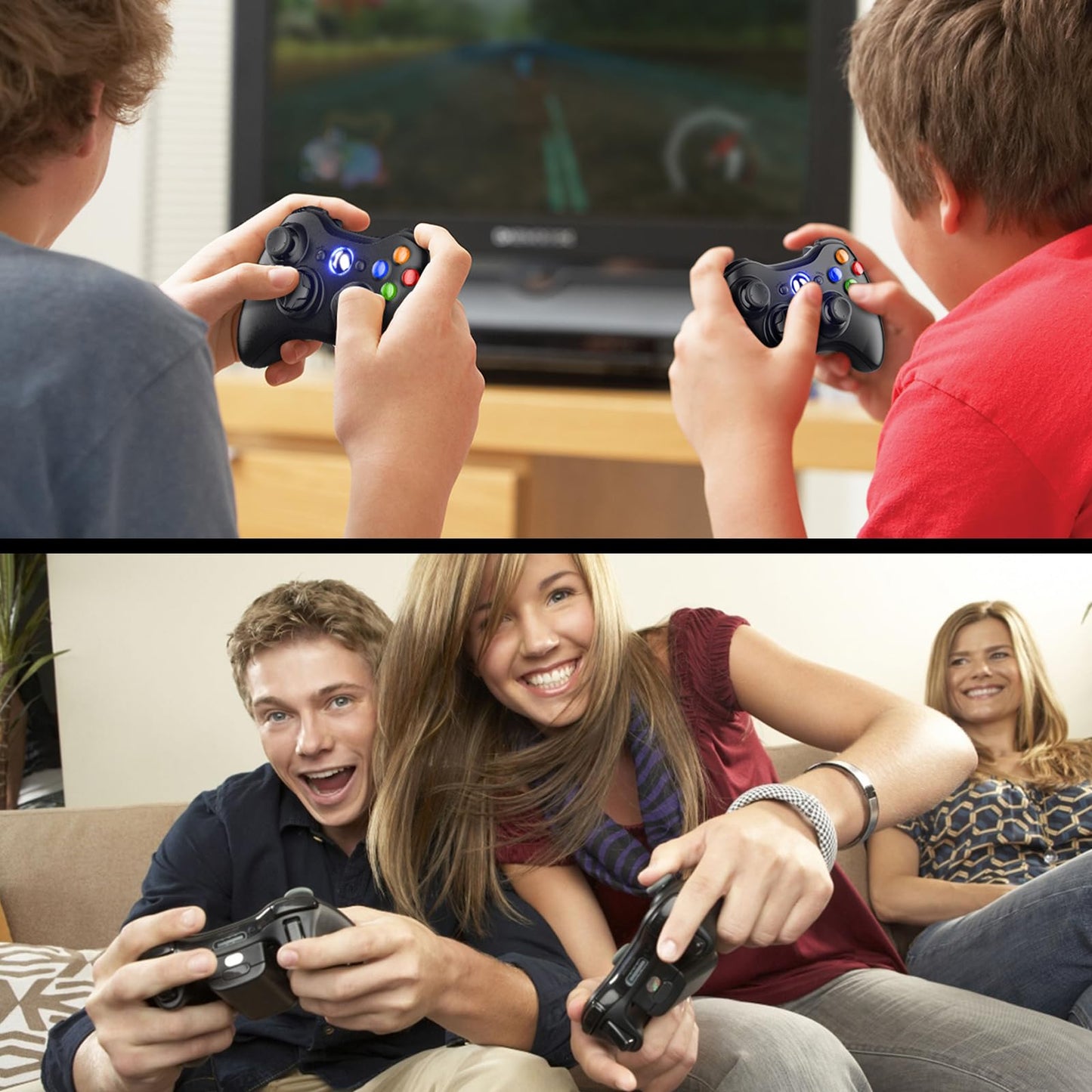 Gamrombo 2 Pack Replacement for Xbox 360 Controller, Wireless Controllers Gamepad Upgraded Joystick Compatible with 360 & Slim, Windows 11/10/8/7 PC Controller（White+Black）