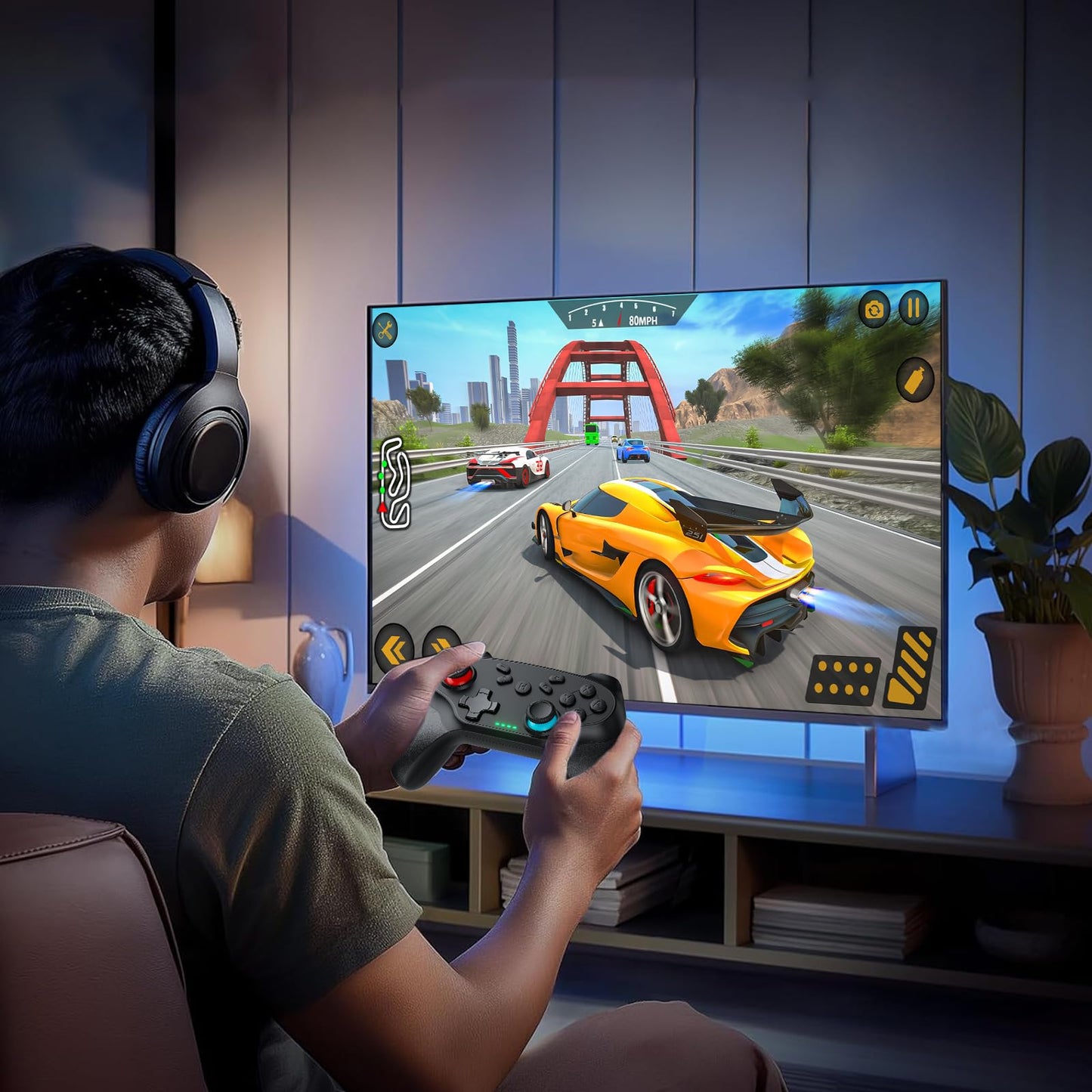 Gamrombo 2 Pack Wireless Controller for Nintendo Switch 2/1 Lite/OLED and PC, with Bluetooth, Turbo, Gyro Axis, Dual Vibration, and Screenshot, Compatible with Steam and Switch 2/1