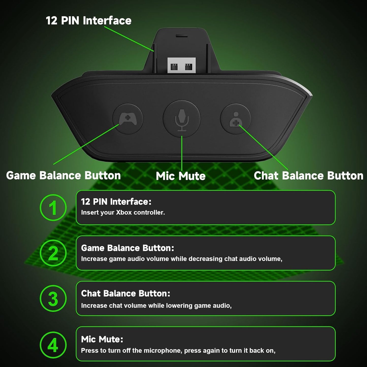 Gamrombo Wireless Gaming Headset for Xbox with Game/Chat Audio Balance, Gaming Headset with Mic Mute, 3D Surround Sound, Bluetooth Headset Works with PS5, PS4, Mac, PC, Detachable Microphone