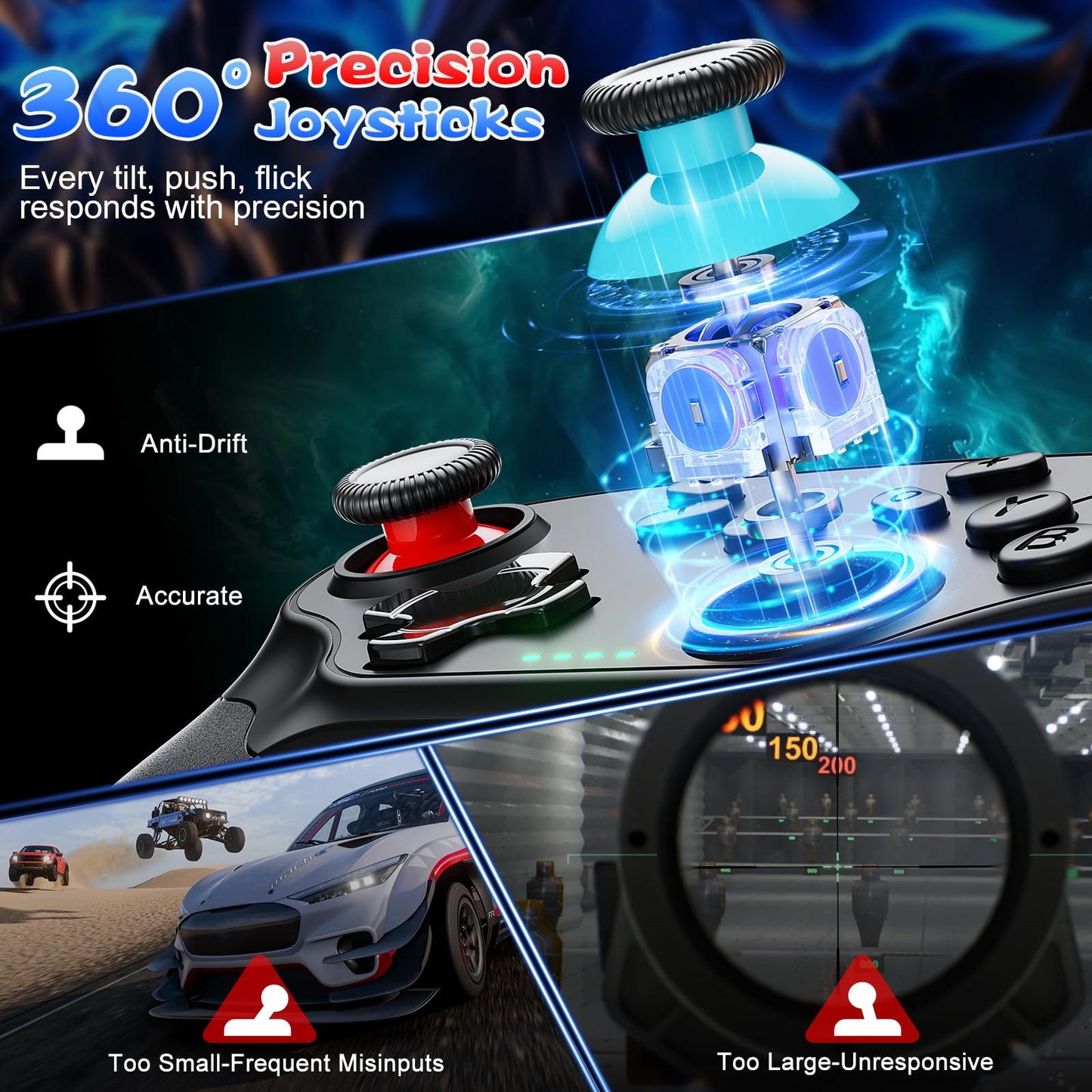 Gamrombo 2 Pack Wireless Controller for Nintendo Switch 2/1 Lite/OLED and PC, with Bluetooth, Turbo, Gyro Axis, Dual Vibration, and Screenshot, Compatible with Steam and Switch 2/1