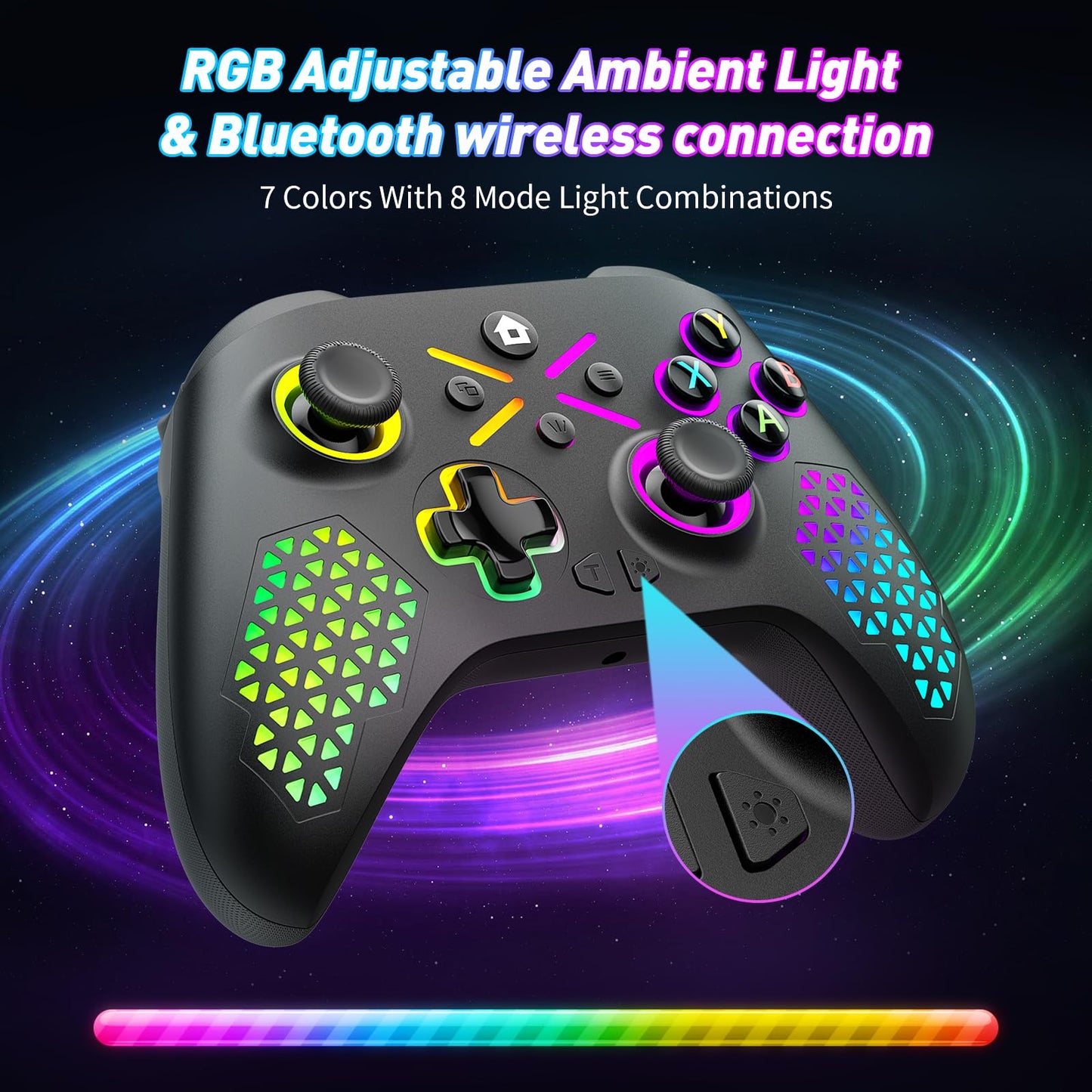 Gamrombo Wireless Controller Replacement for X-Box One, Special Edition Custom Gamepad Compatible with X-Box Series X|S with Macro, Dual Vibration, Audio Jack (Colorful)