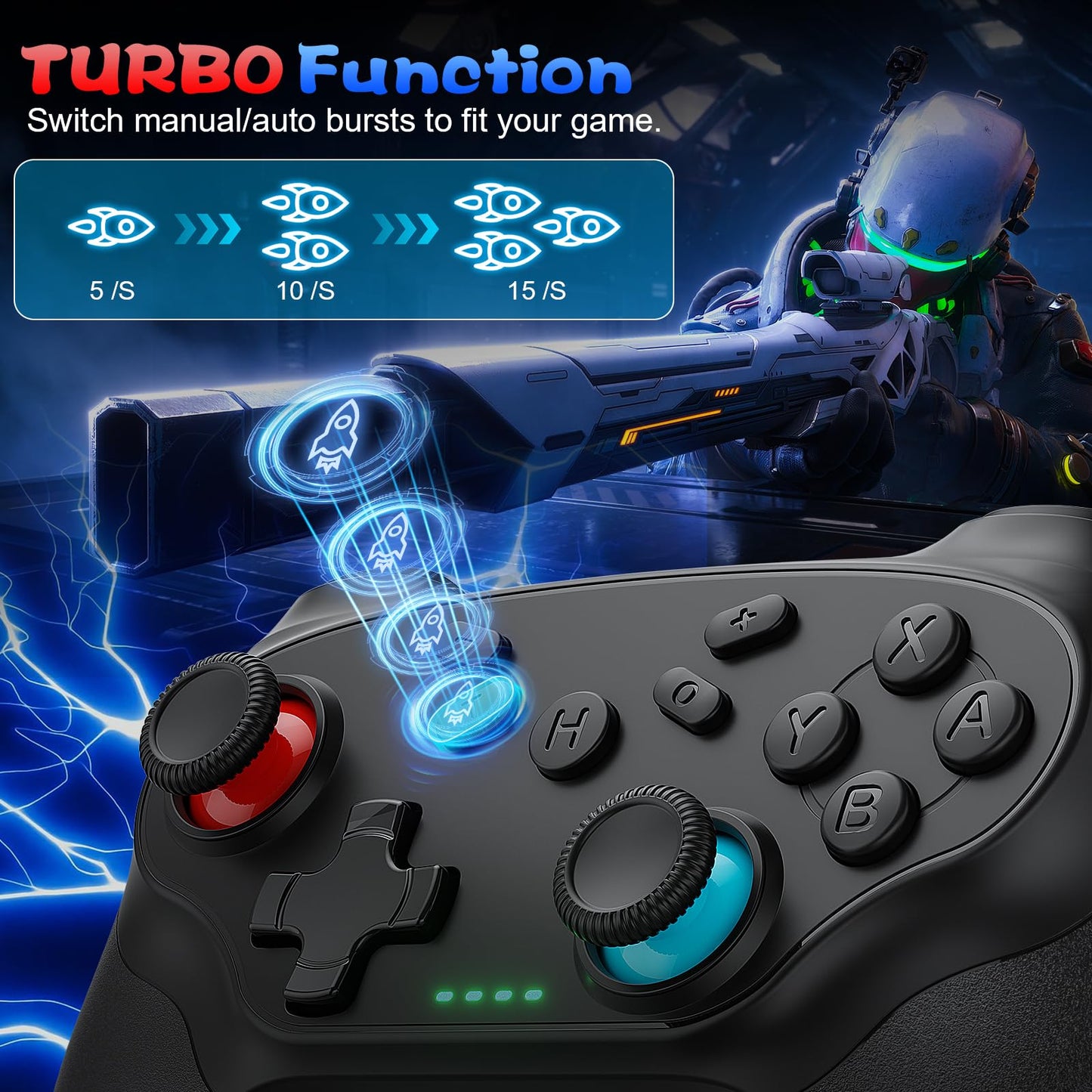 Gamrombo 2 Pack Wireless Controller for Nintendo Switch 2/1 Lite/OLED and PC, with Bluetooth, Turbo, Gyro Axis, Dual Vibration, and Screenshot, Compatible with Steam and Switch 2/1