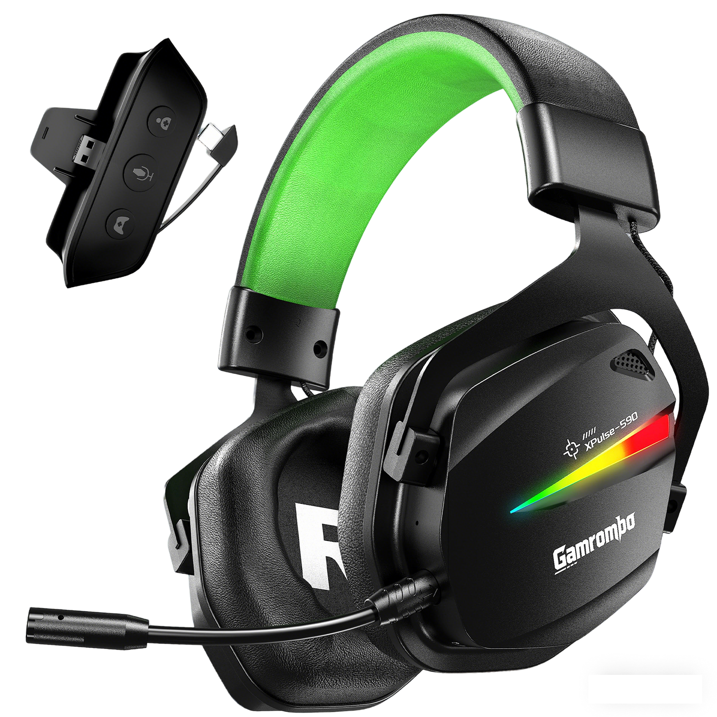 Gamrombo Wireless Gaming Headset for Xbox with Game/Chat Audio Balance, Gaming Headset with Mic Mute, 3D Surround Sound, Bluetooth Headset Works with PS5, PS4, Mac, PC, Detachable Microphone