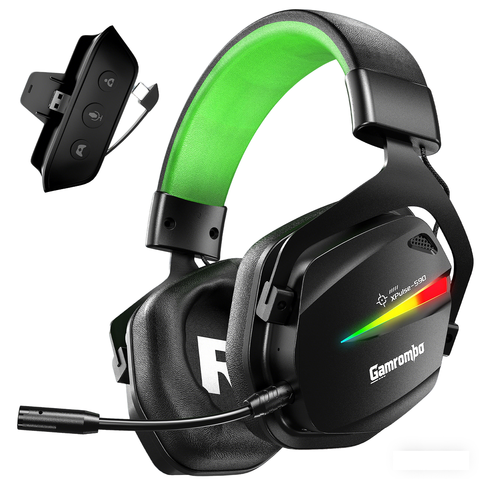 Gamrombo Wireless Gaming Headset for Xbox with Game/Chat Audio Balance, Gaming Headset with Mic Mute, 3D Surround Sound, Bluetooth Headset Works with PS5, PS4, Mac, PC, Detachable Microphone