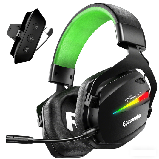 Gamrombo Wireless Gaming Headset for Xbox with Game/Chat Audio Balance, Gaming Headset with Mic Mute, 3D Surround Sound, Bluetooth Headset Works with PS5, PS4, Mac, PC, Detachable Microphone